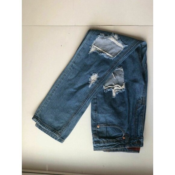 Signature 8 Women Blue Destructed Distressed Jeans - Picture 12 of 12